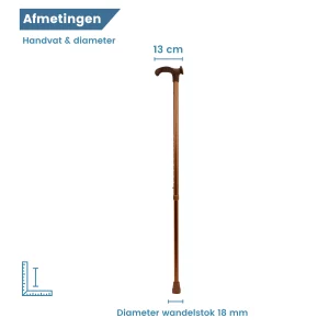 verstelbare wandelstok anatomisch relax-grip brons linkshandig diameter
