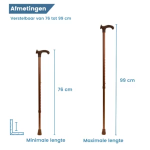 wandelstok ergonomisch relax-grip brons rechtshandig afmetingen