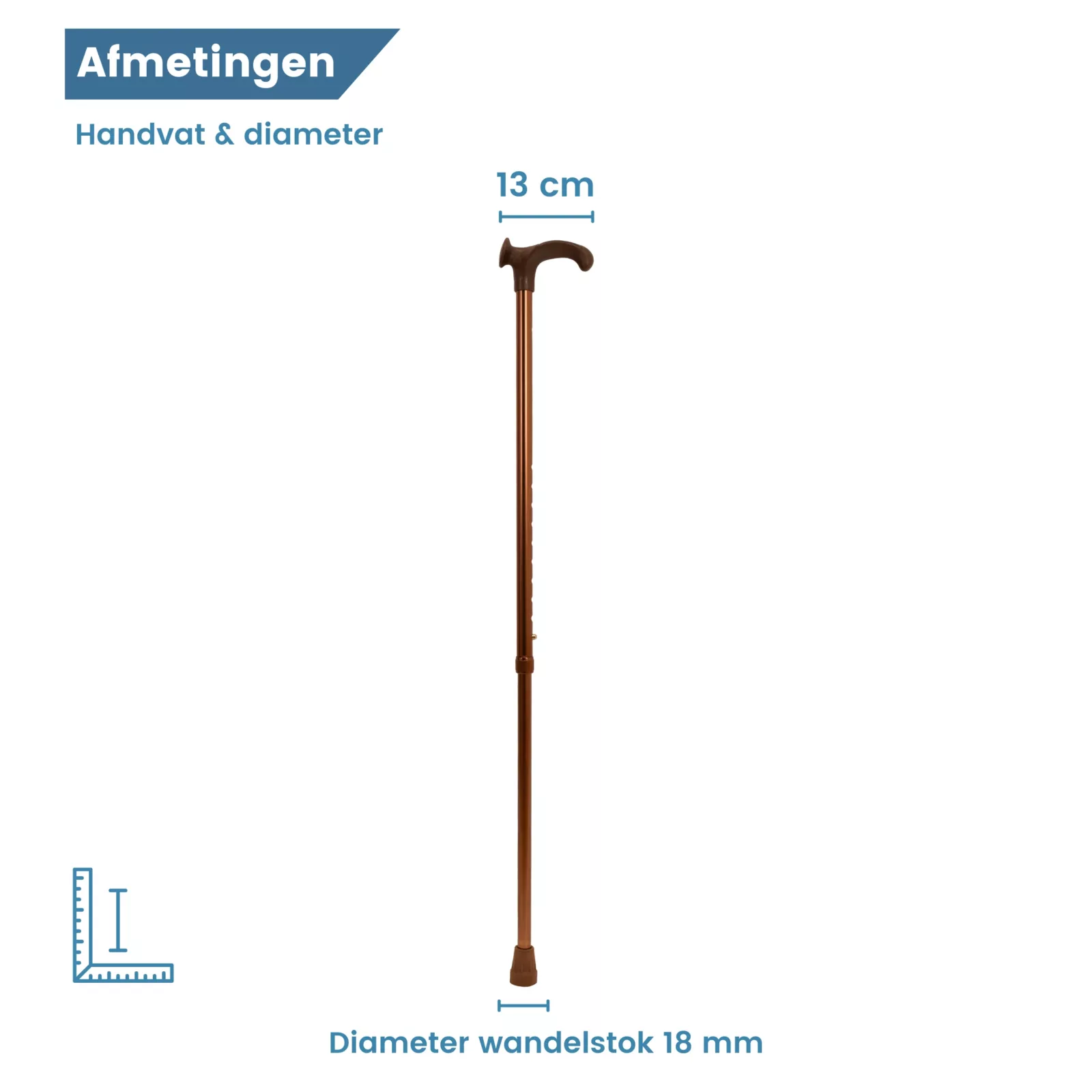 wandelstok ergonomisch relax-grip brons rechtshandig diameter