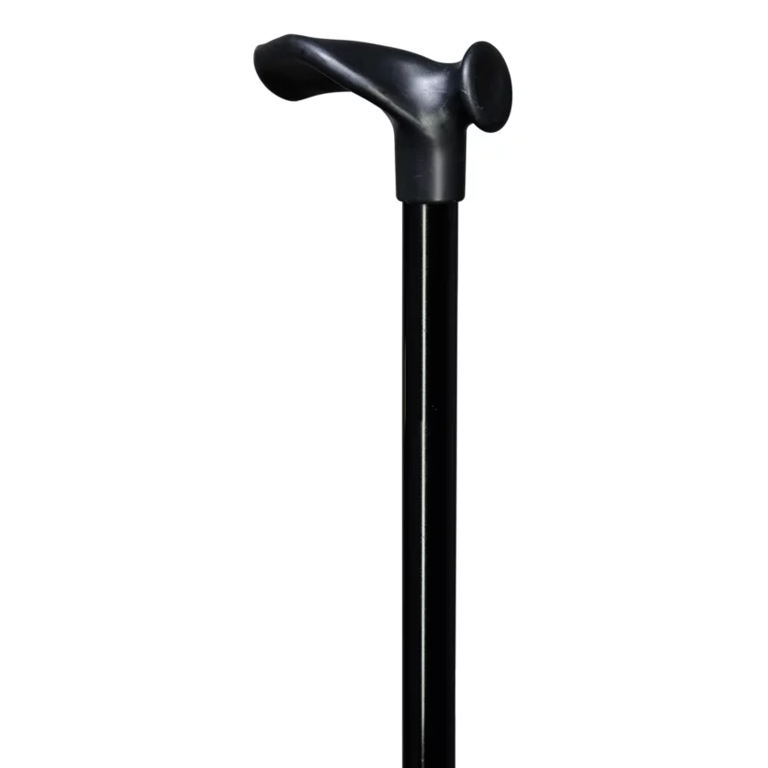 ergonomische wandelstok met relax grip in het zwart linkshandig