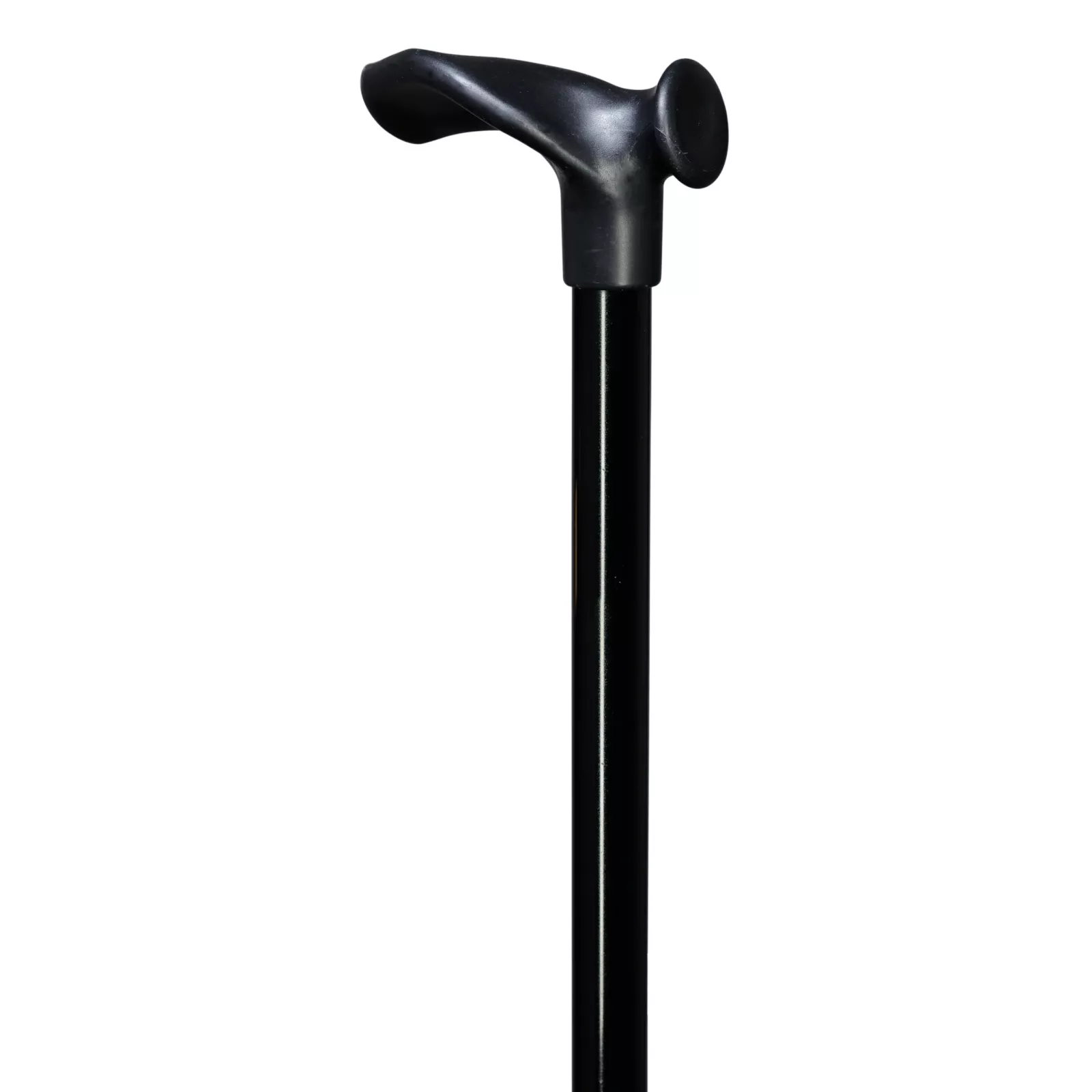 ergonomische wandelstok met relax grip in het zwart linkshandig