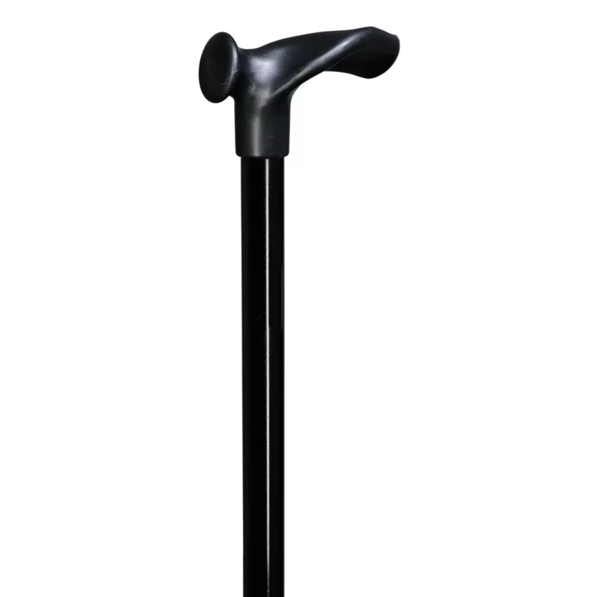 ergonomische wandelstok met relax grip in het zwart rechtshandig