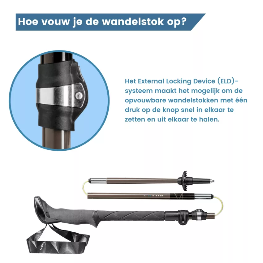 hoe vouw je de makalu trekkingstok op?