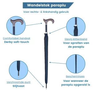 wandelstok paraplu soft touch handvat