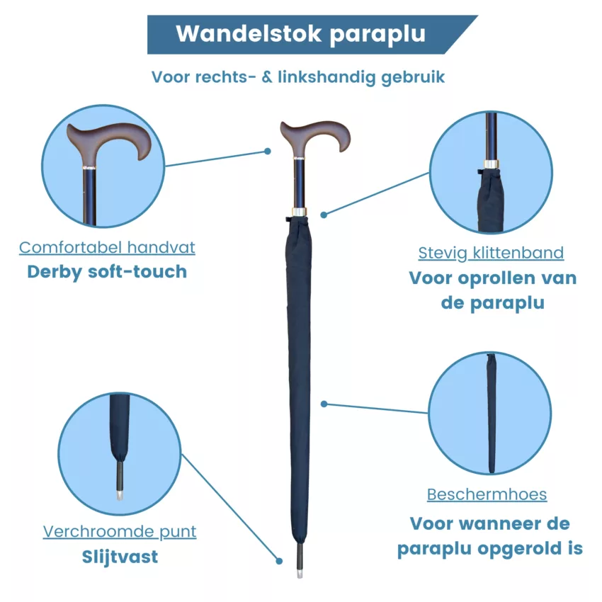 wandelstok paraplu soft touch handvat