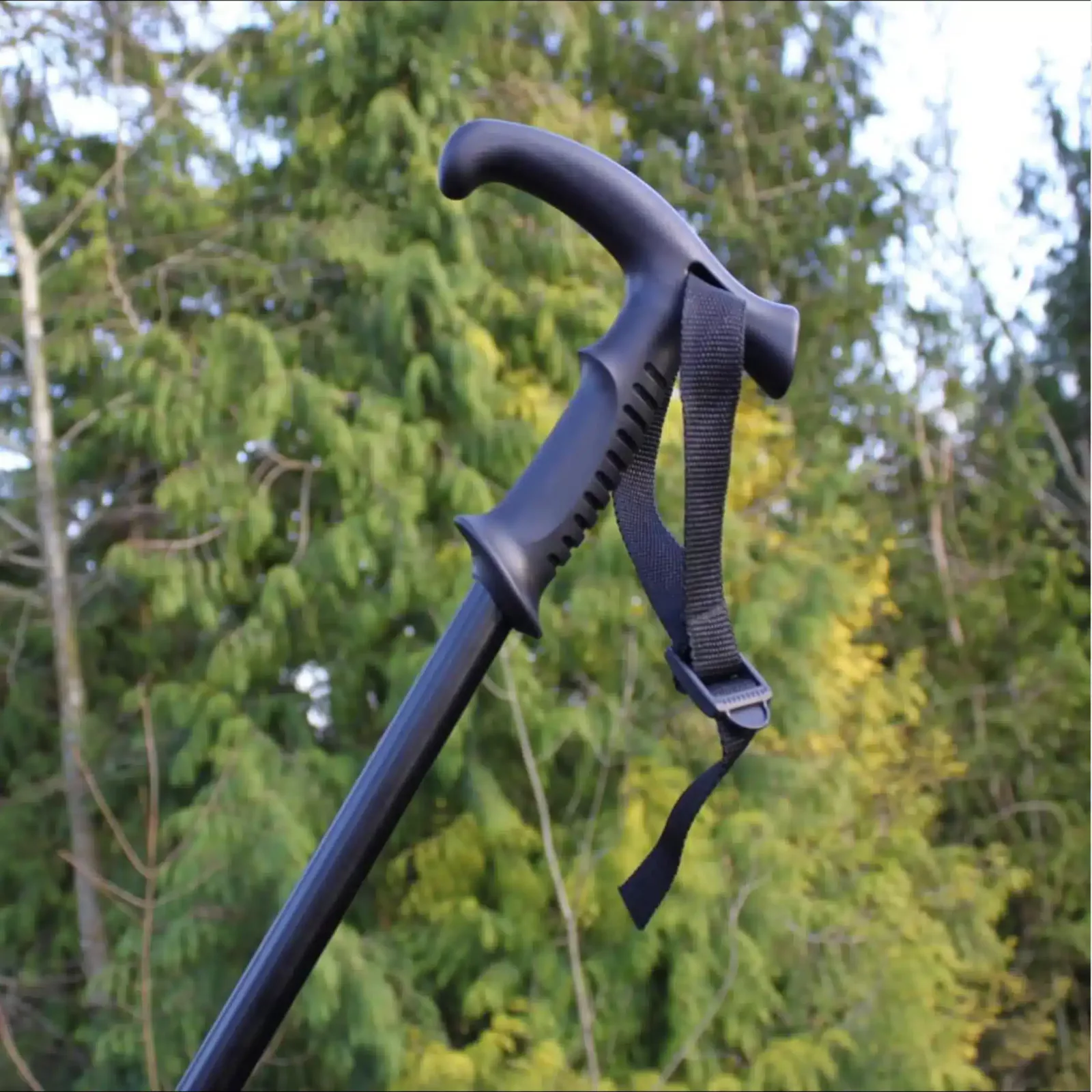 trekking stok zwart met schokdemper