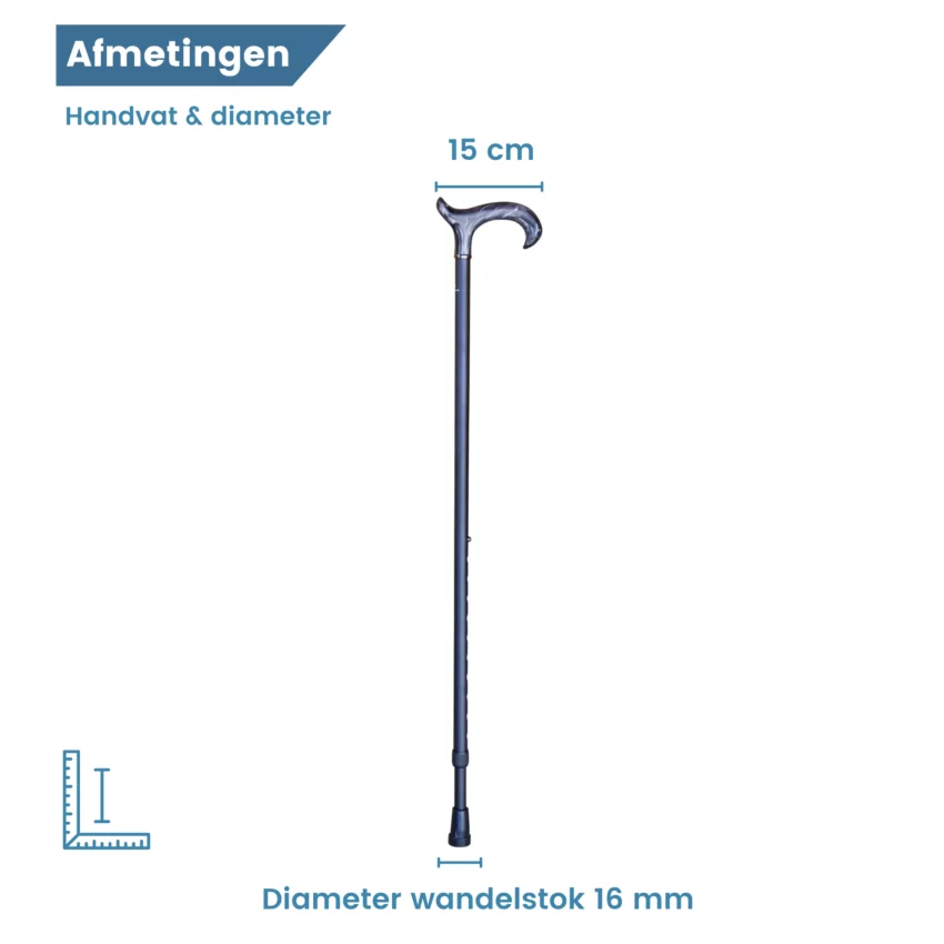 verstelbare wandelstok zwart acryl handvat