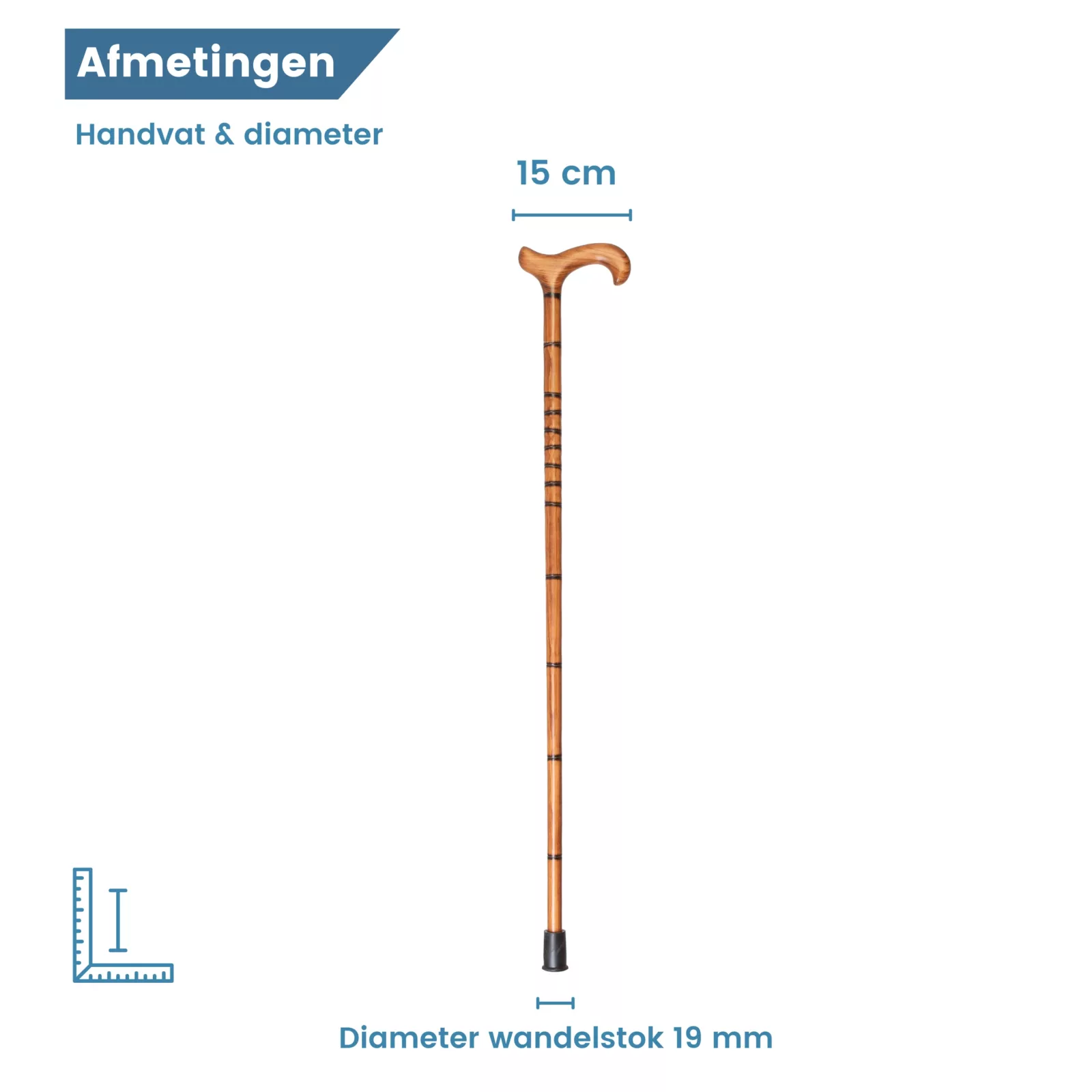 wandelstok beukenhout ringen ingebrand diameter