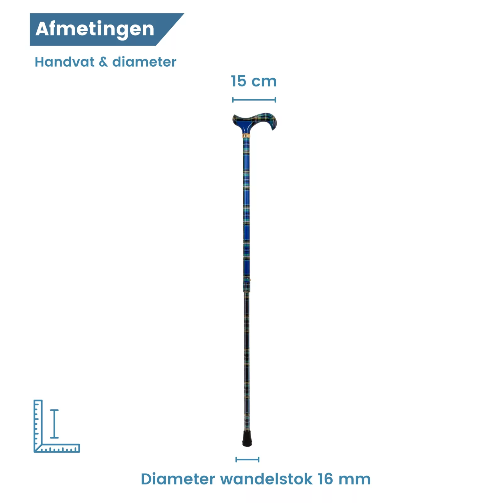 blauw geruite loopstok diameter