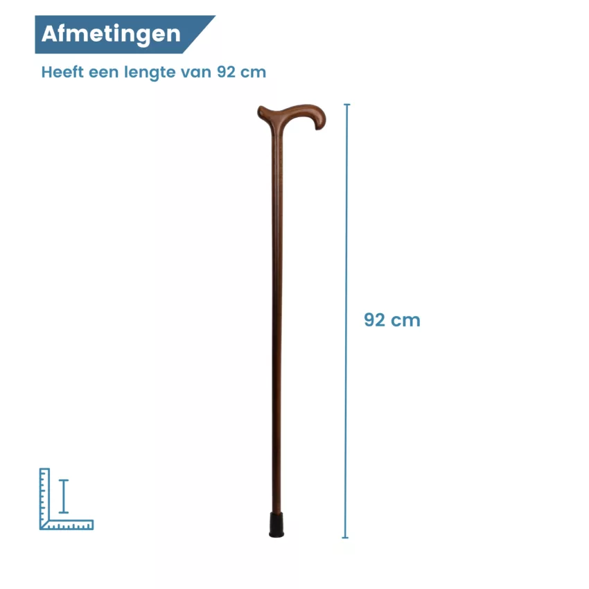 wandelstok beukenhout afmetingen 92 cm lang