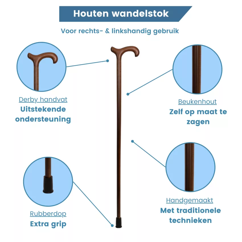 wandelstok bruin beukenhout usp