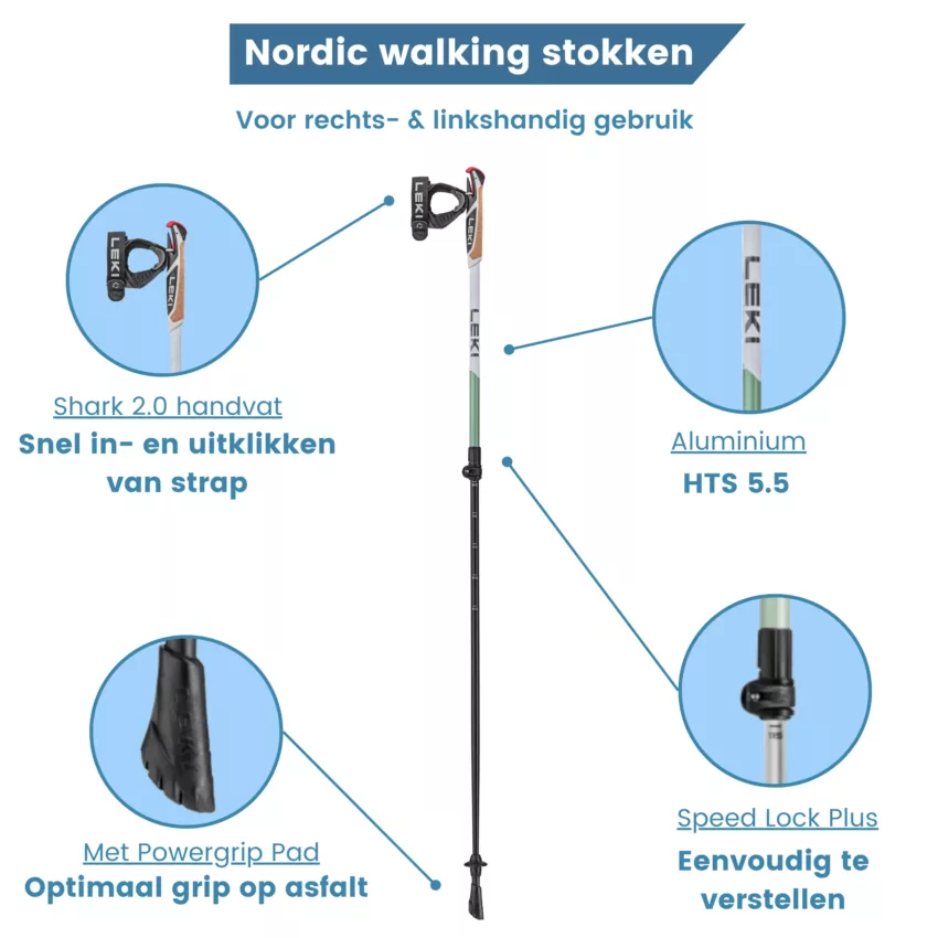 nordic walking stok spin shark sl wit met groen