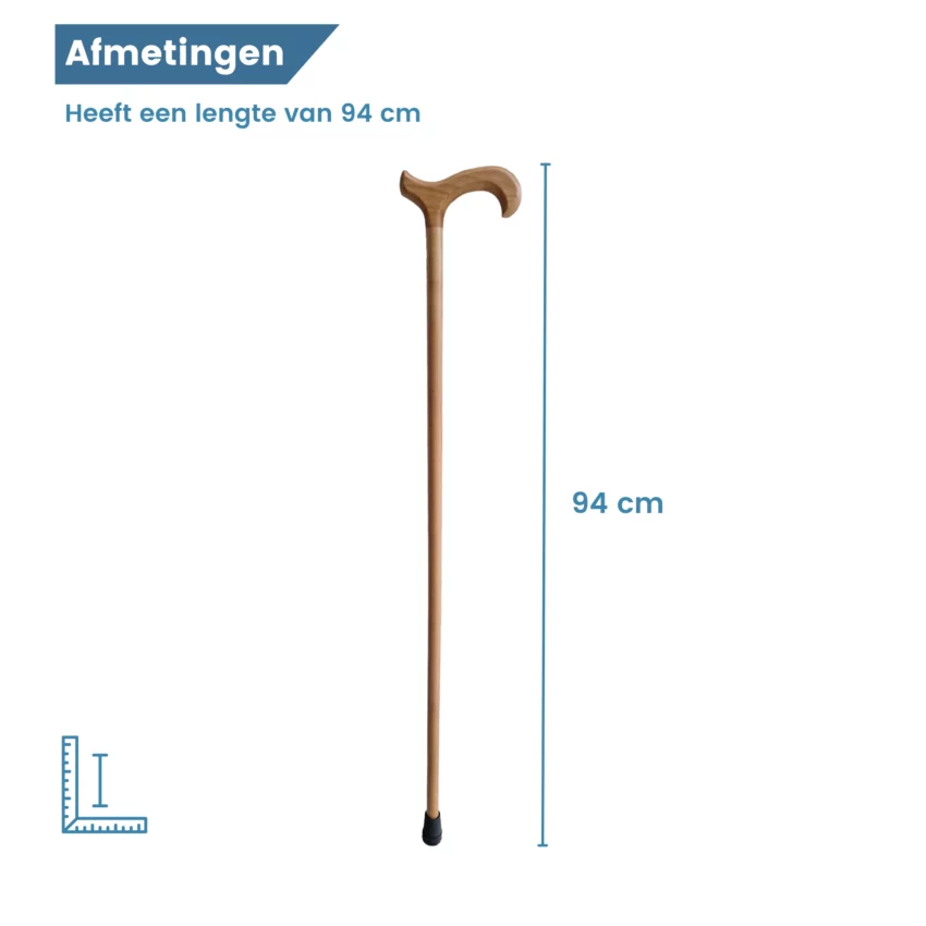 lengte wandelstok lichtbruin beukenhout