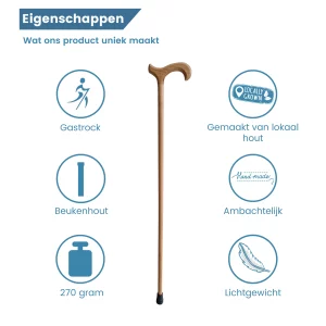 beukenhout wandelstok lichtbruin eigenschappen