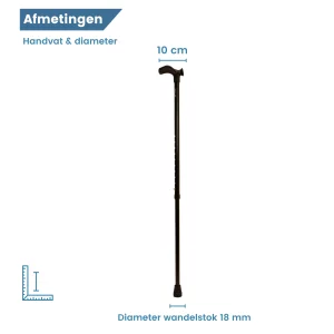 diameter wandelstok zwart ergonomisch