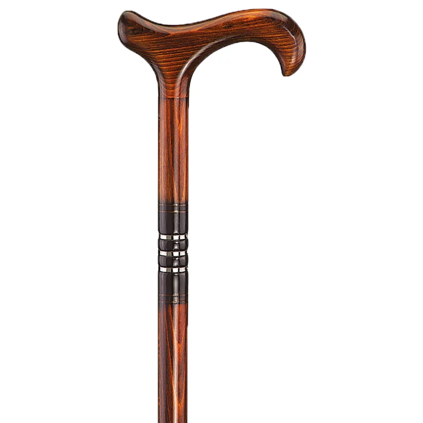 houten wandelstok drie ringen