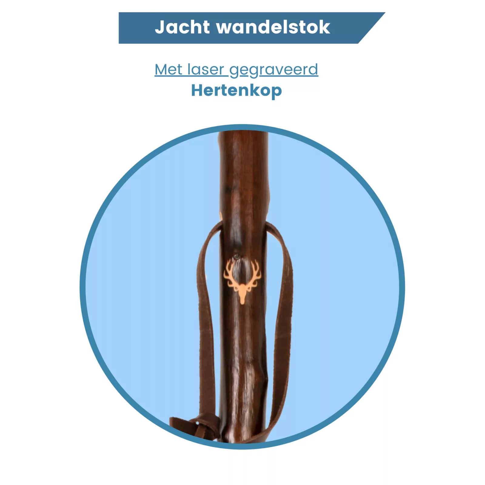 gastrock jachtstok hertenkop kastanjehout logo