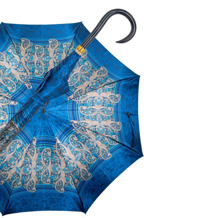 paraplu Italiaanse satijn stof blauw