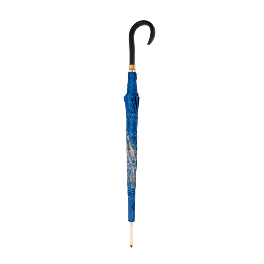 paraplu Italiaanse satijn stof blauw