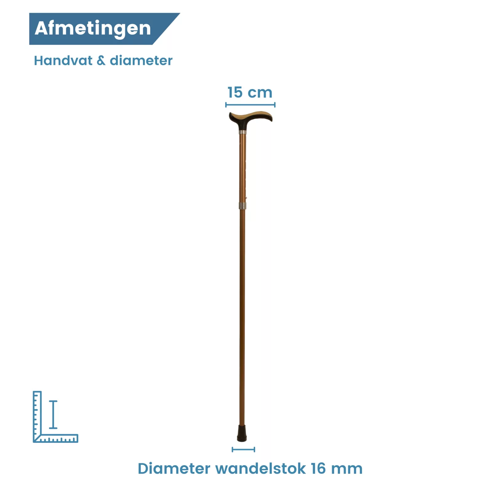 diameter verstelbare gouden wandelstok zacht derby handvat