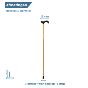 afmetingen handvat en diameter loopstok goud verstelbaar