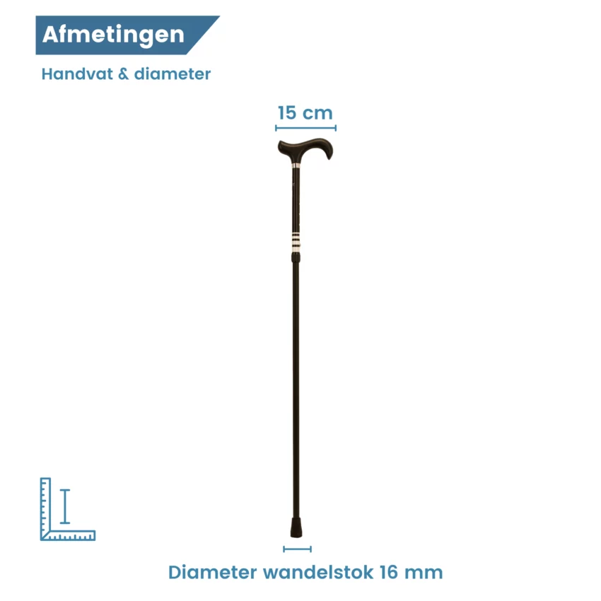 verstelbare wandelstok zwart ringel afmetingen