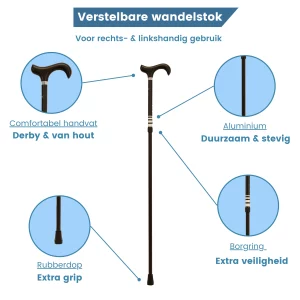 verstelbare wandelstok zwart ringel usp