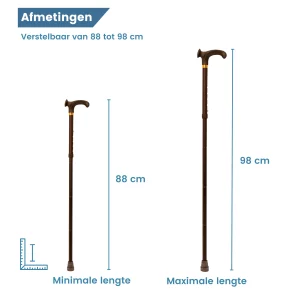 wandelstok ergonomisch opvouwbaar relax-grip rechtshandig afmetingen