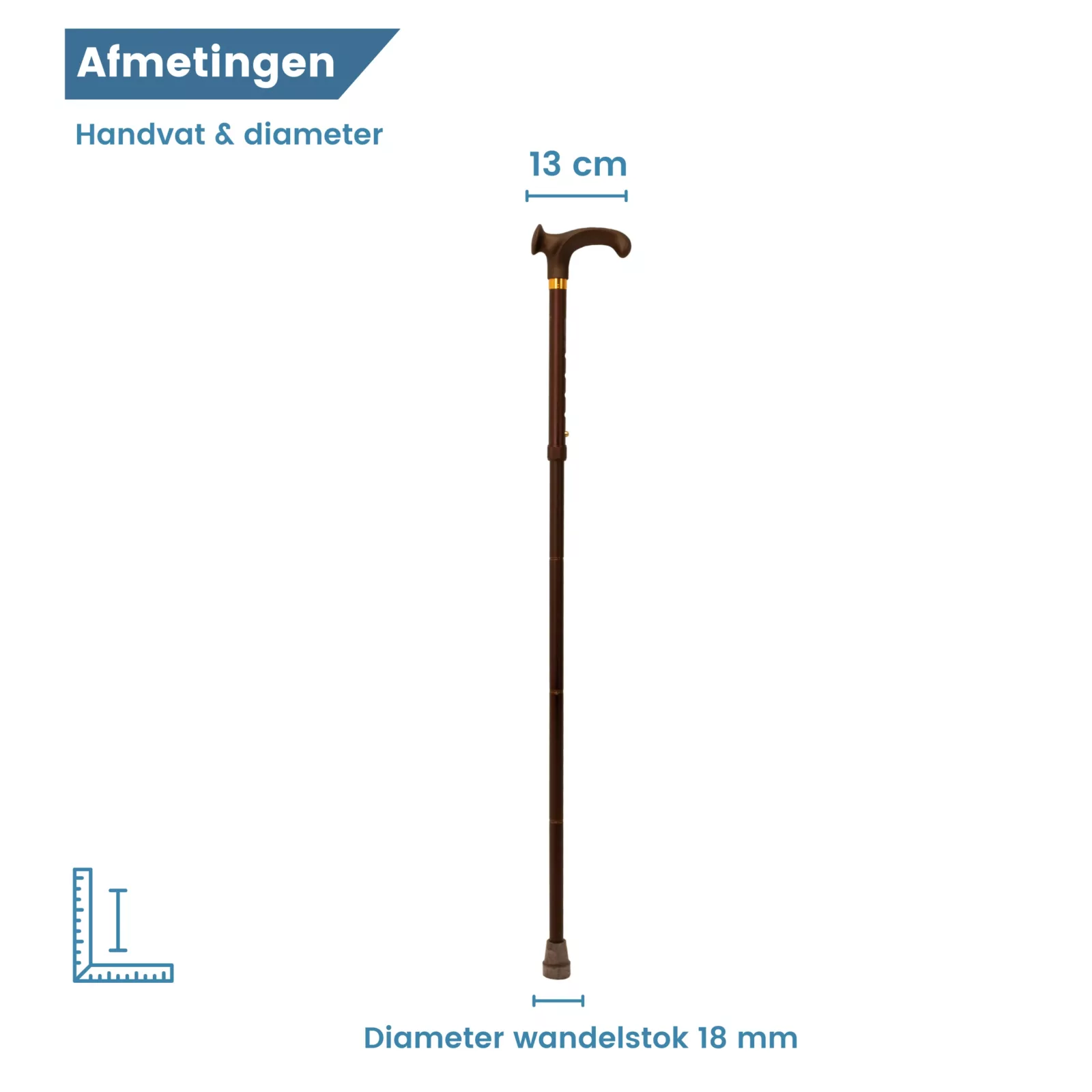 wandelstok anatomisch rechtshandig handvat en opvouwbaar diameter