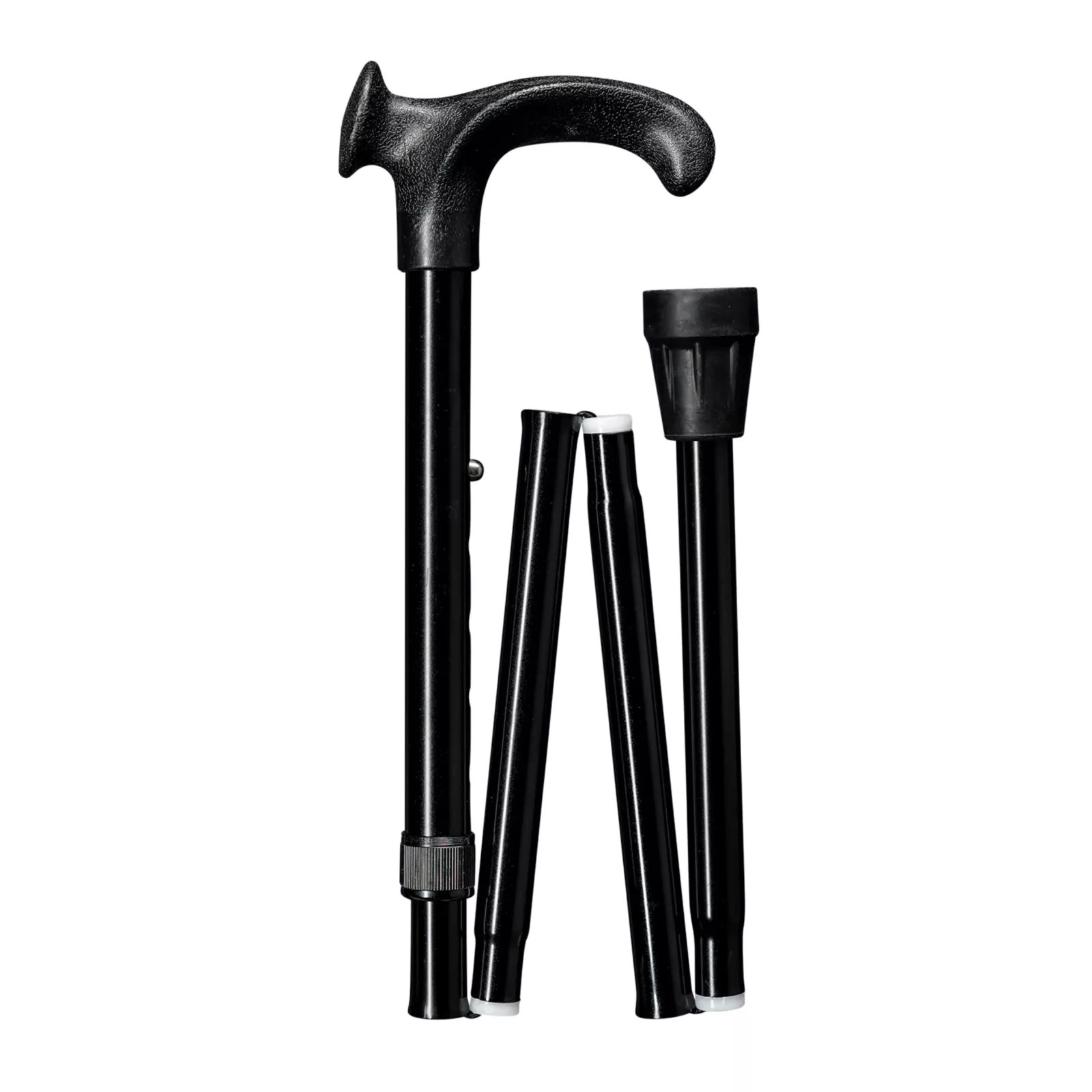 wandelstok ergonomisch opvouwbaar zwart met relax grip rechts