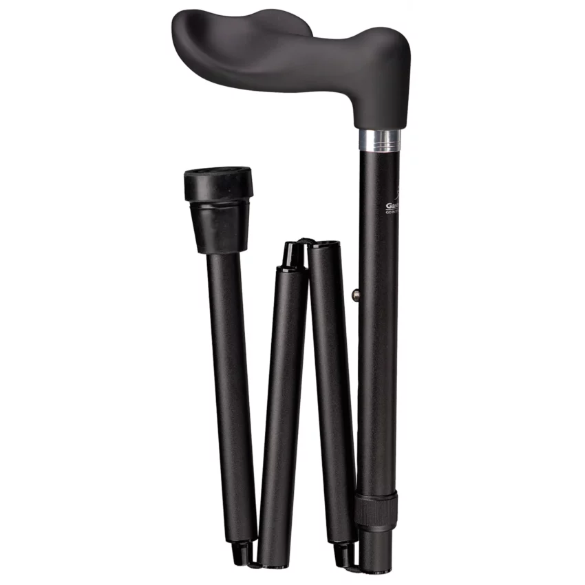 wandelstok ergonomisch opvouwbaar zwart soft touch links