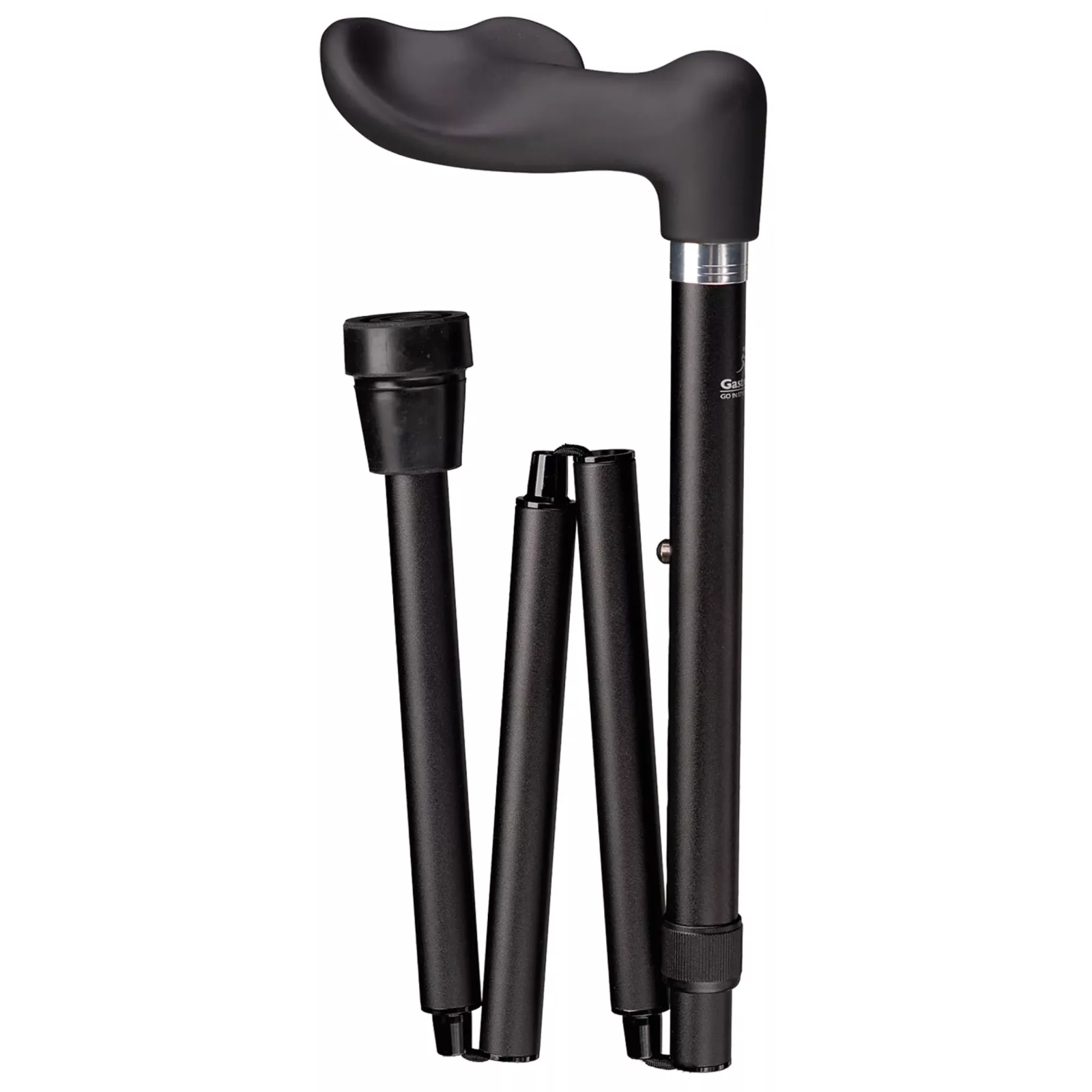 wandelstok ergonomisch opvouwbaar zwart soft touch links