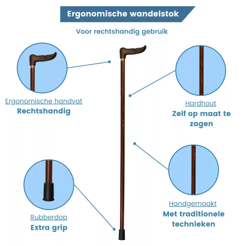 ergonomische wandelstok soft touch rechts