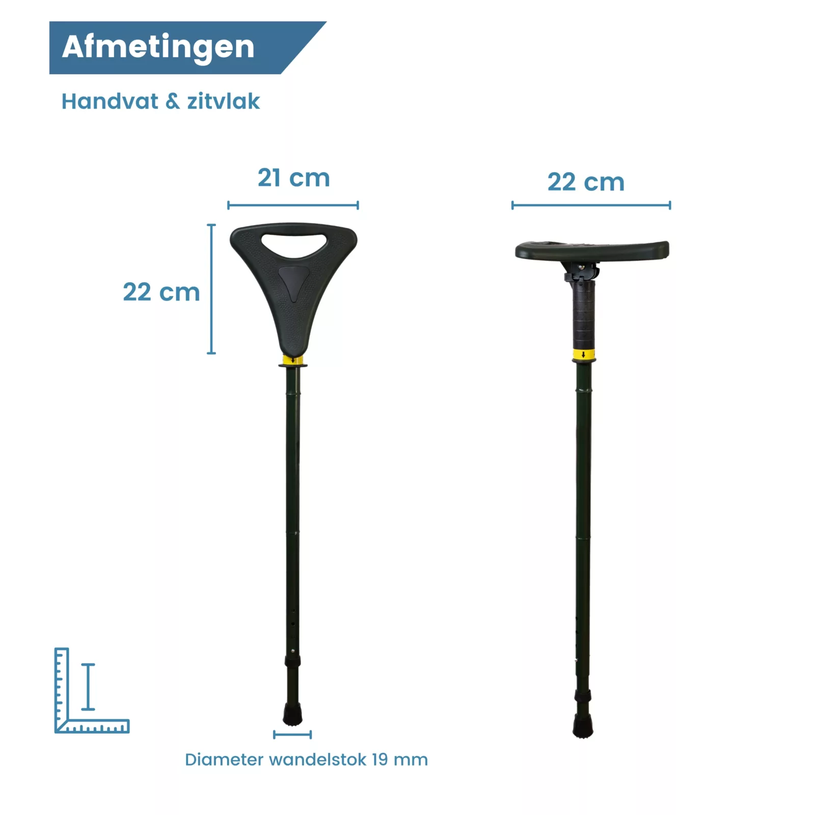 gastrock wandelstok met zitje flipstick walker groen