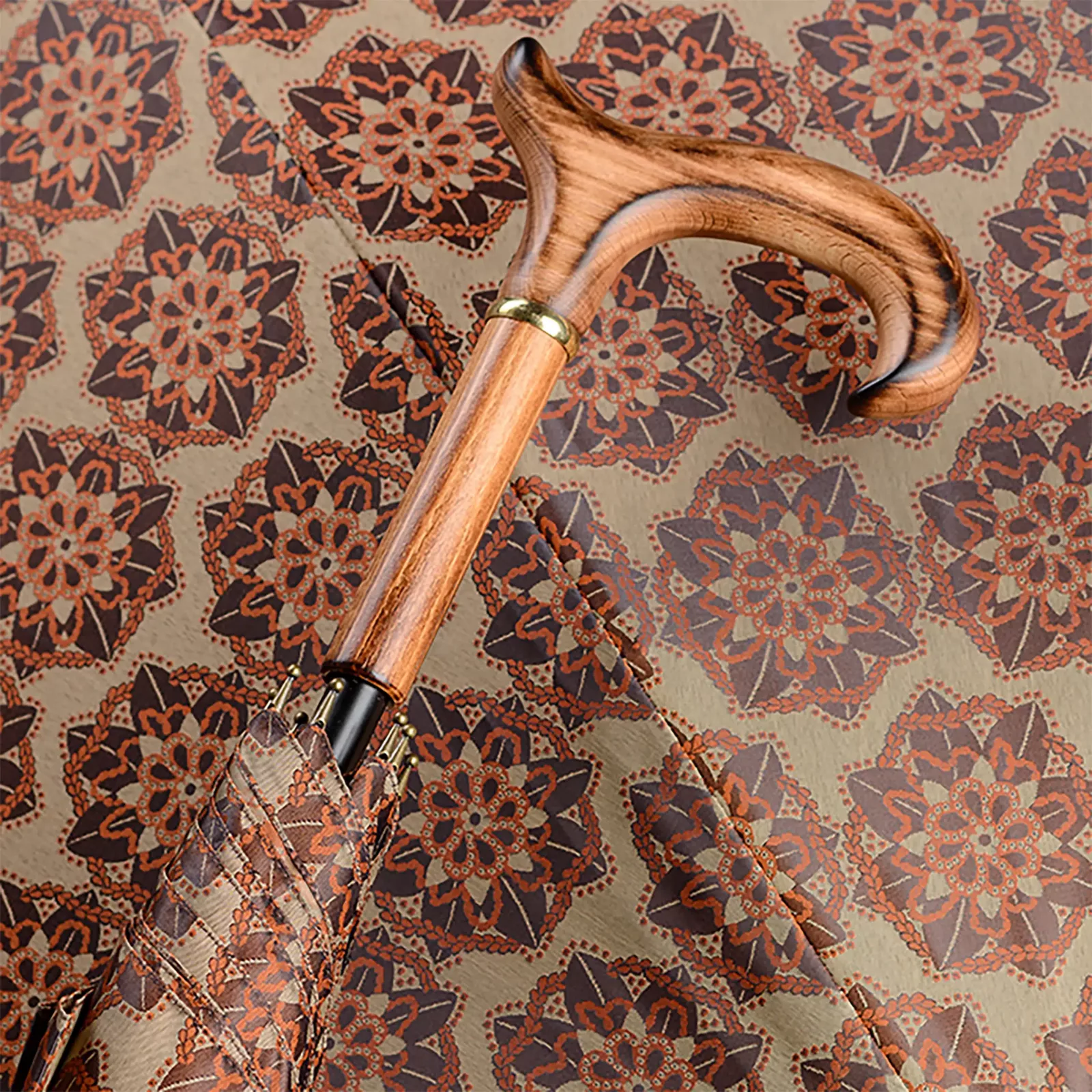paraplu wandelstok Italiaanse stof beige