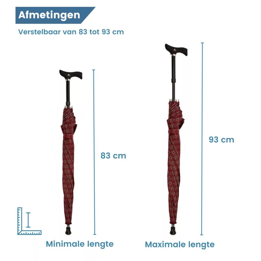 afmetingen paraplu wandelstok