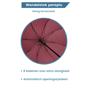 binnenwerk wandelstok met paraplu rood wit