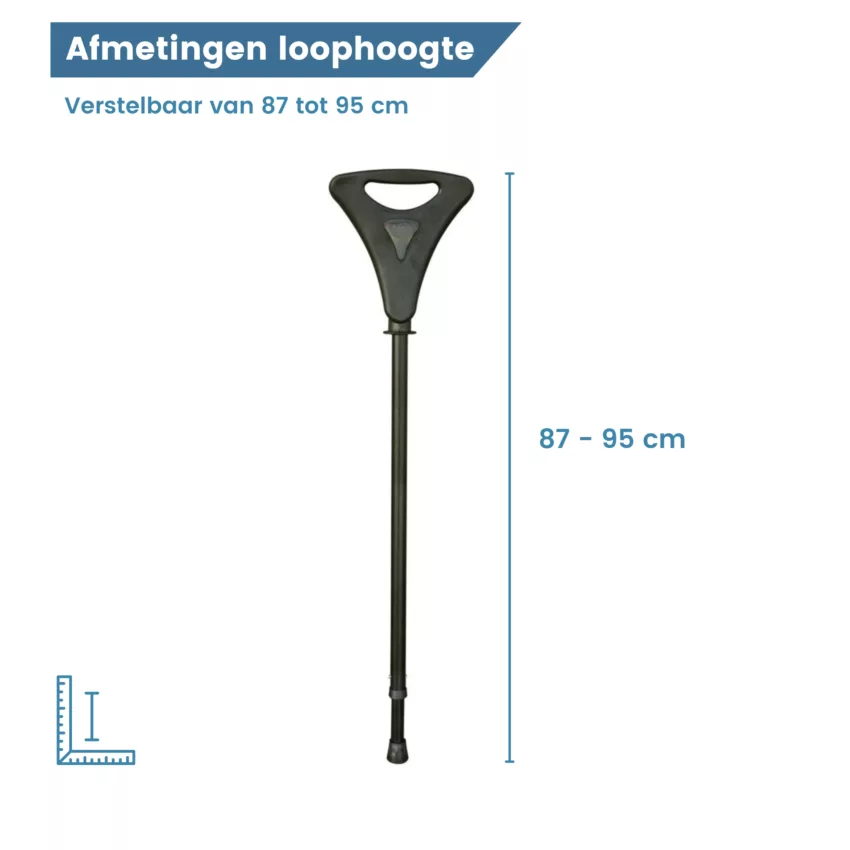 gastrock wandelstok met zitje flipstick walker zwart afmetingen