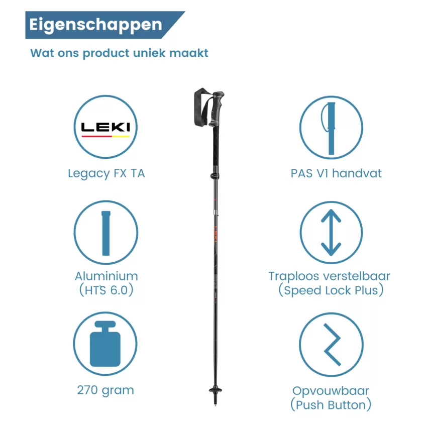 eigenschappen legacy opvouwbaar hikestok