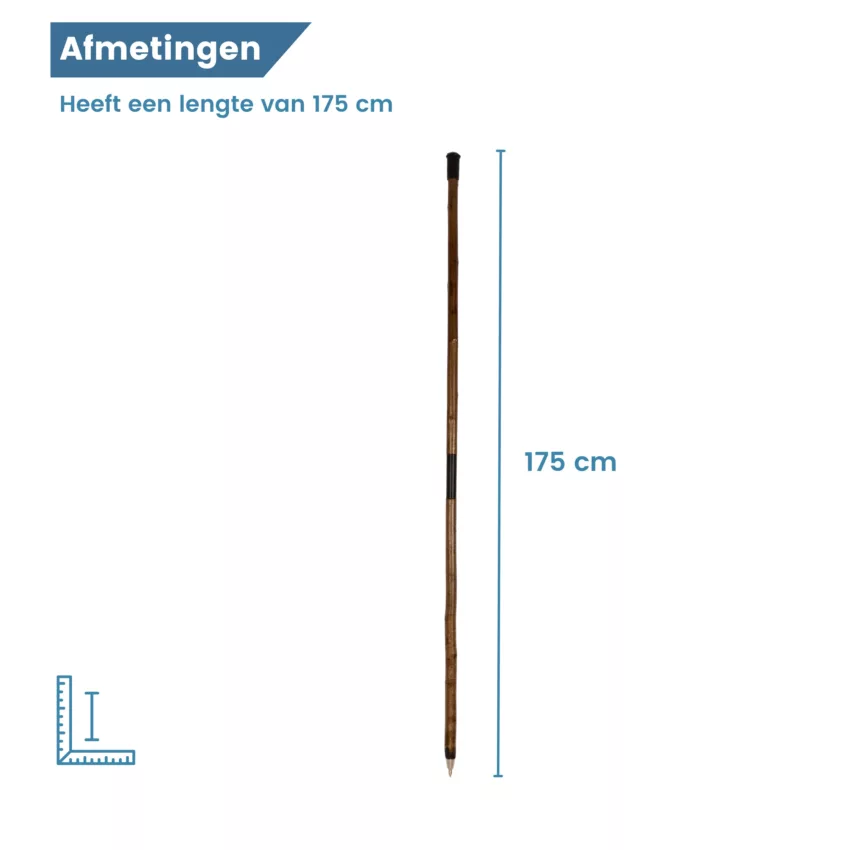 afmetingen jachtstok hazelaar tweedelig 175 cm