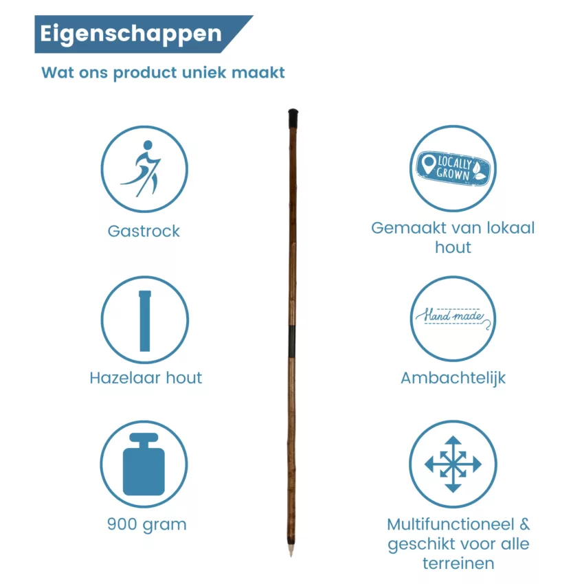 175 cm lange jachtstok hazelaar
