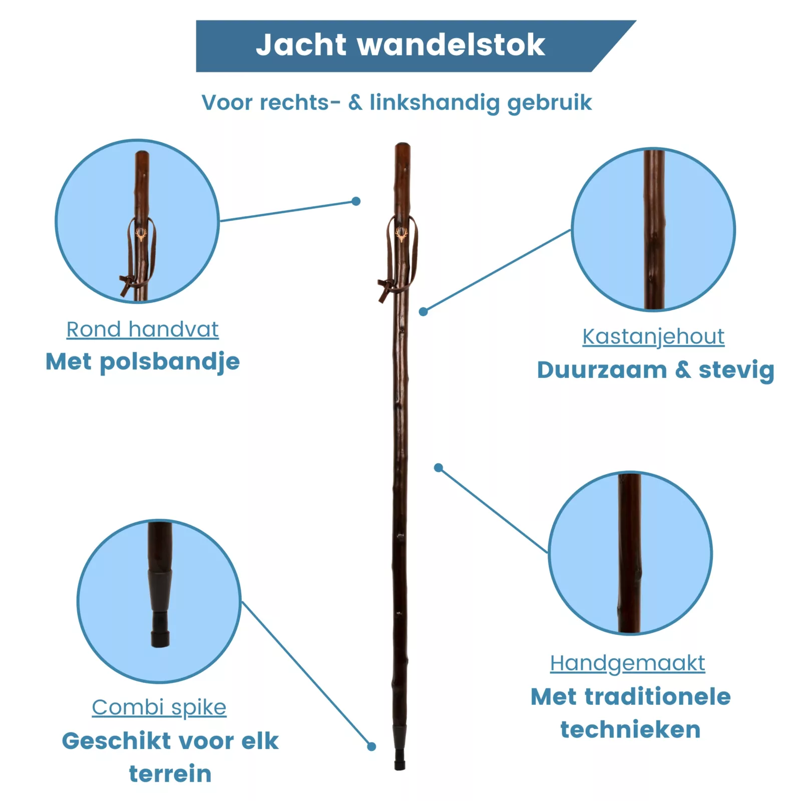 kastanjehout jachtstok hert gewei usp