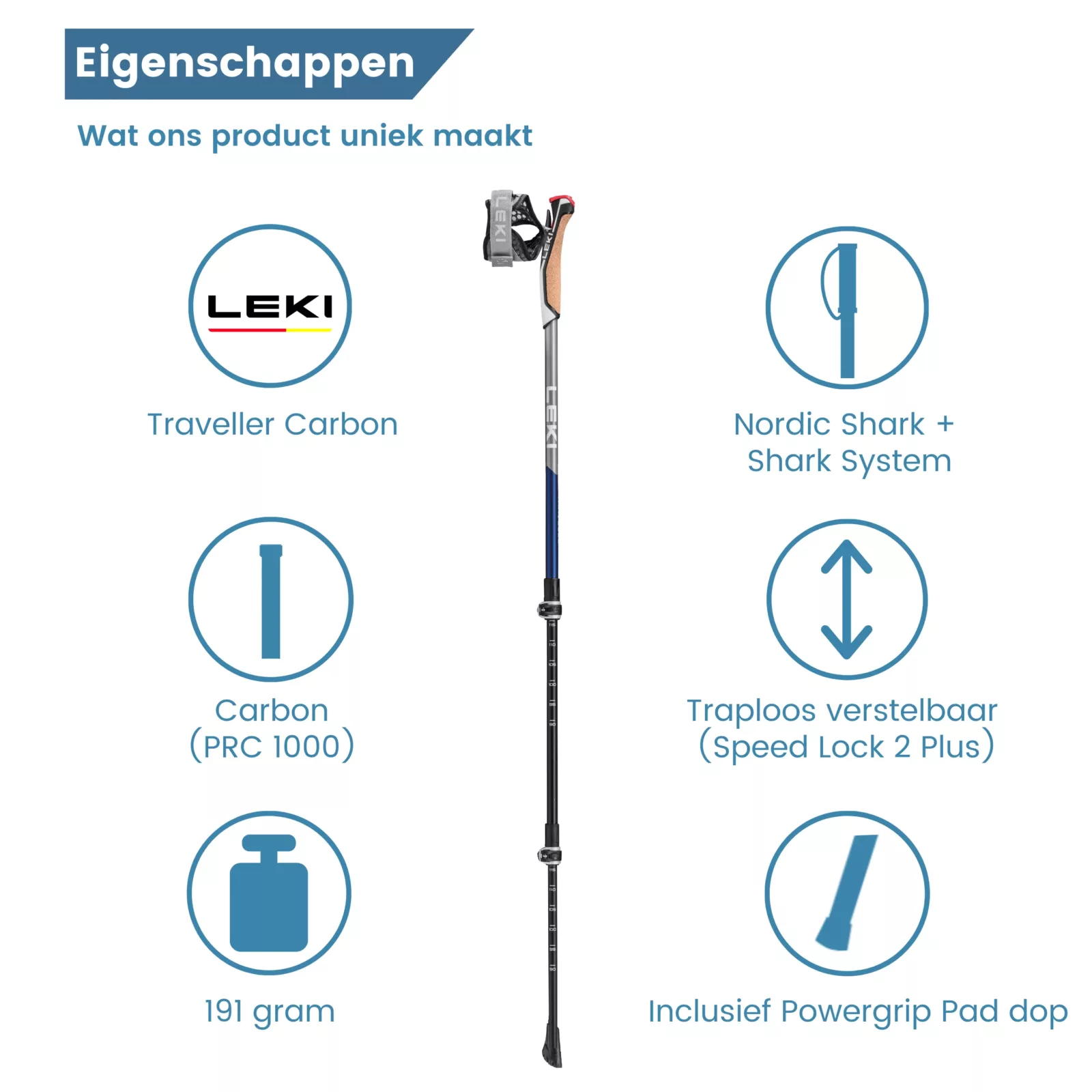 eigenschappen carbon nordic walking stok