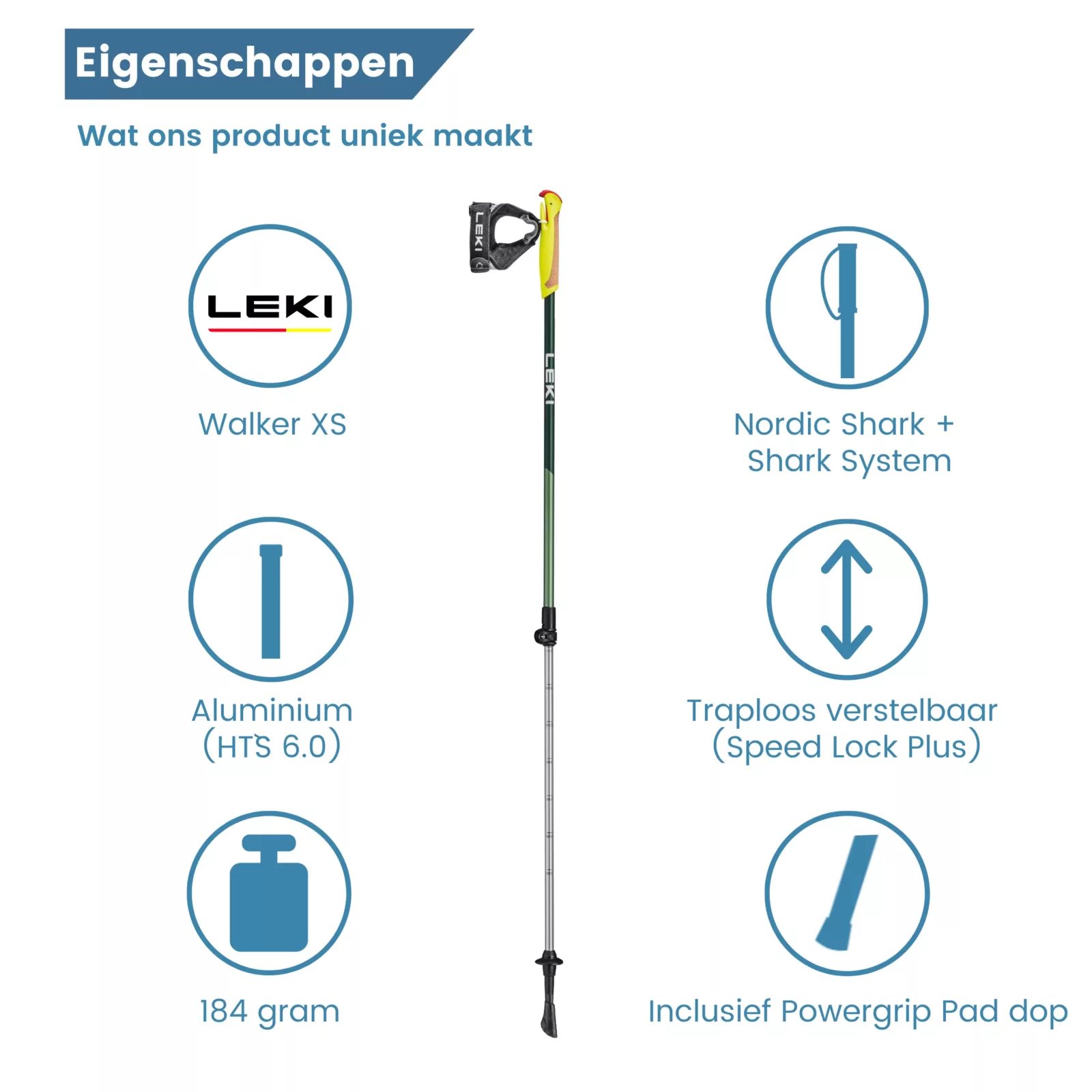 eigenschappen nordic walking stok walker xs