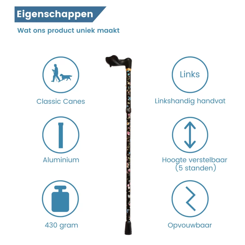 eigenschappen opvouwbare wandelstok
