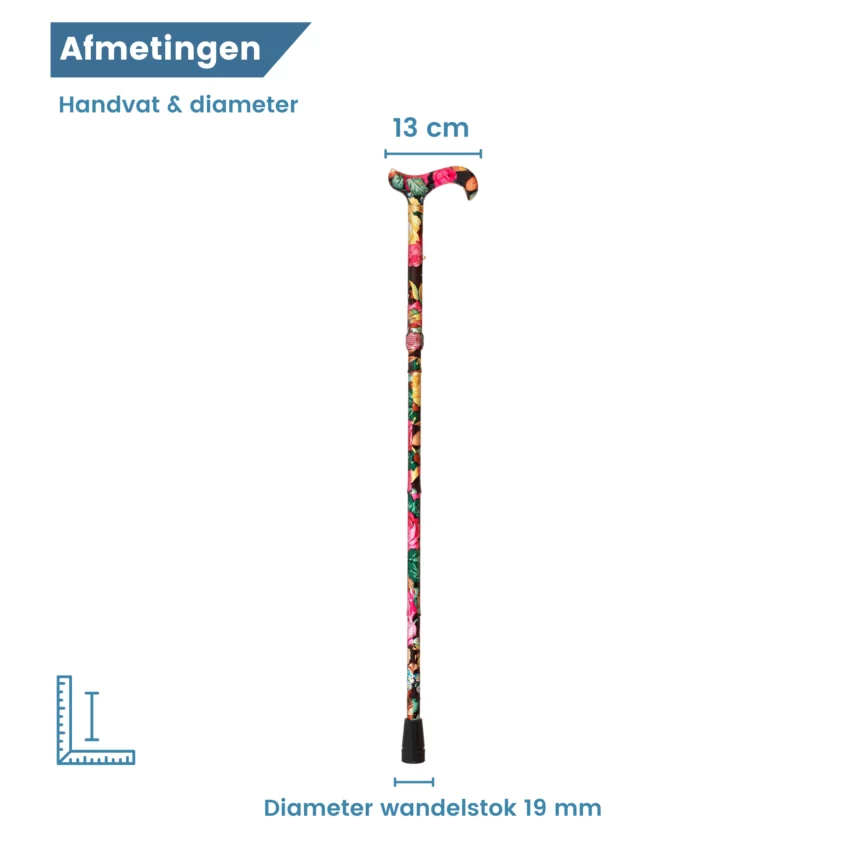 opvouwbare wandelstok bloemen zwart diameter