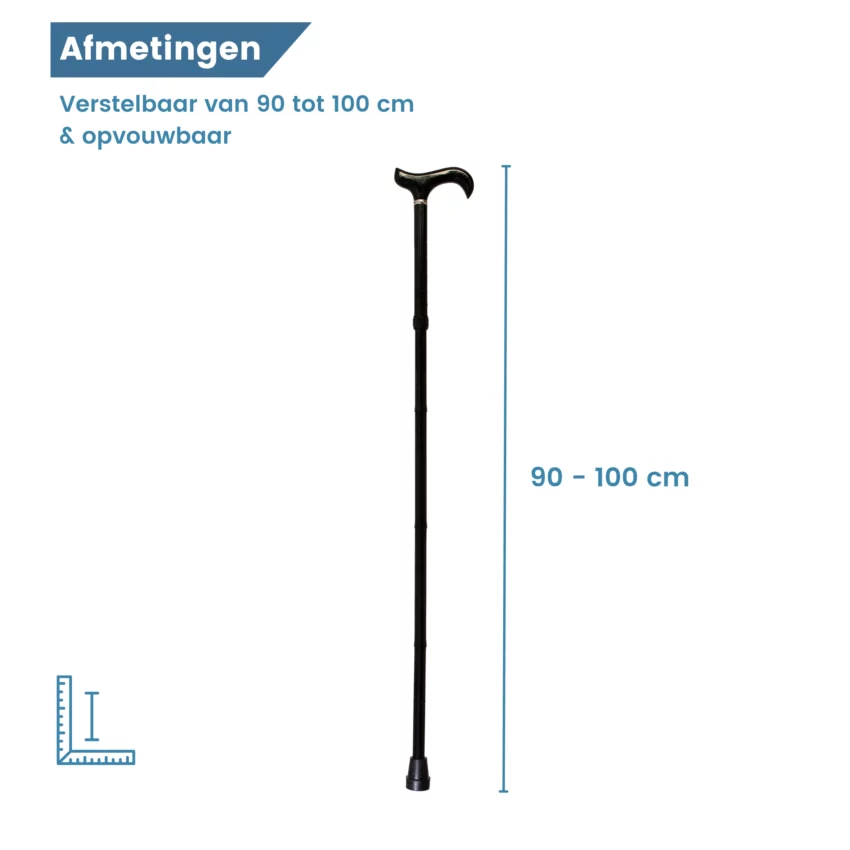 lengte opvouwbare wandelstok xl zwart