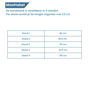 maattabel wandelstok xl
