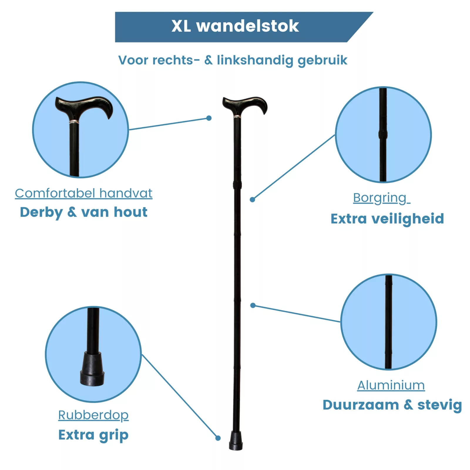 opvouwbare wandelstok xl zwart usp