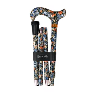 opvouwbare wandelstok zwart met bloemen
